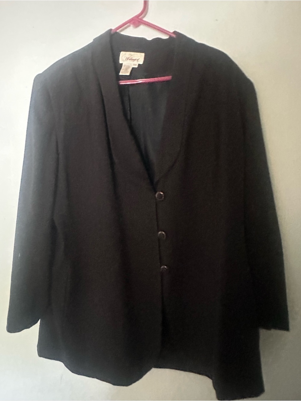 Women's Black Shawl Collar Button Front Jacket with scarf